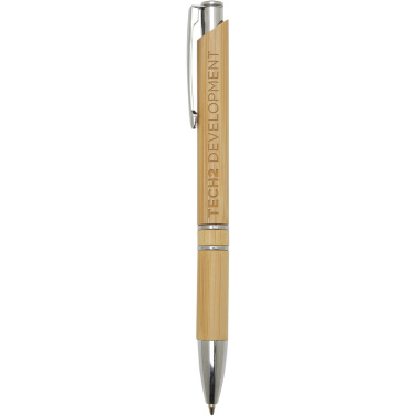 Logo trade promotional items picture of: Wicker bamboo ballpoint pen