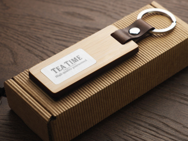 Logo trade promotional items image of: Wooden keyring 1853292