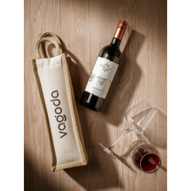Logo trade promotional merchandise image of: Jute Canvas Wine Bag