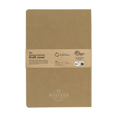 Logo trade promotional items image of: Paper Notebook GRS Washable Kraft Cover A5