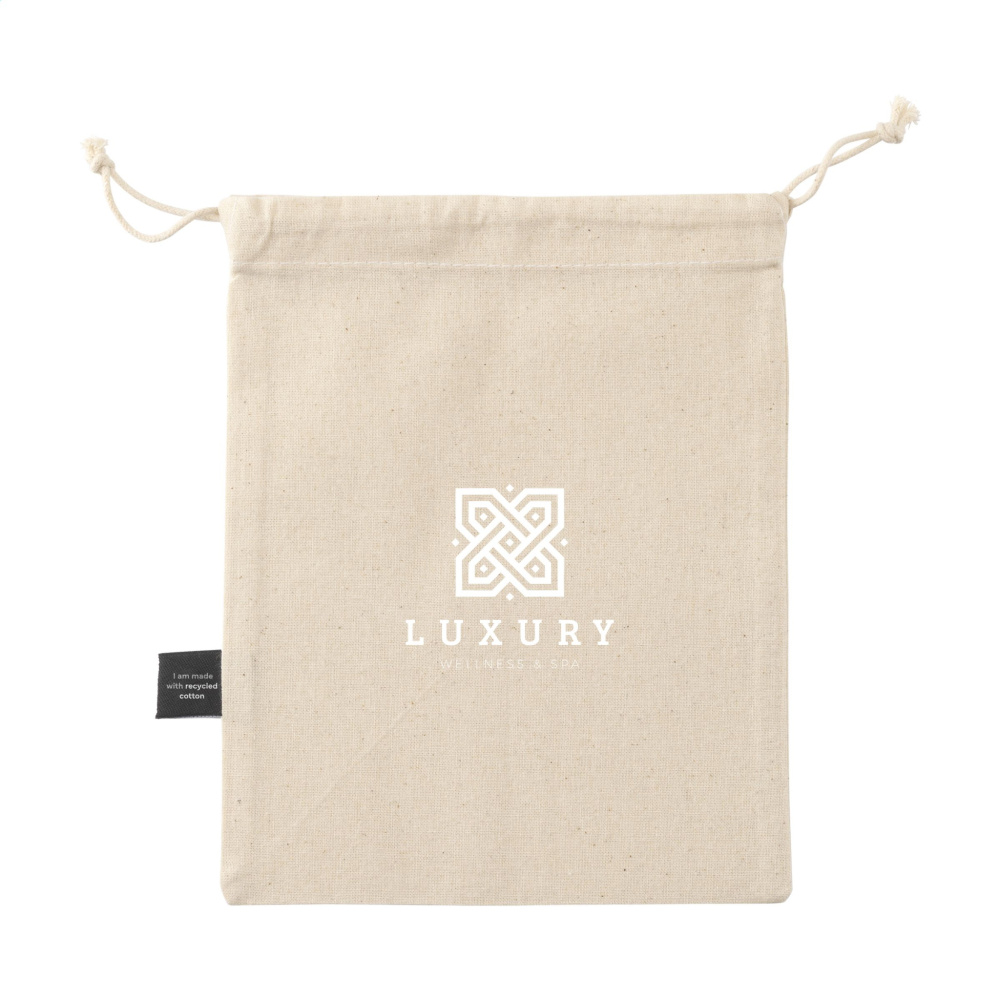 Logo trade promotional item photo of: Gift Pouch Natural GRS Recycled Cotton (150 g/m²) S