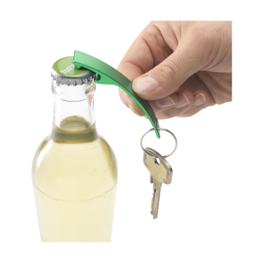 Logo trade business gifts image of: Alu Opener GRS Recycled keyring