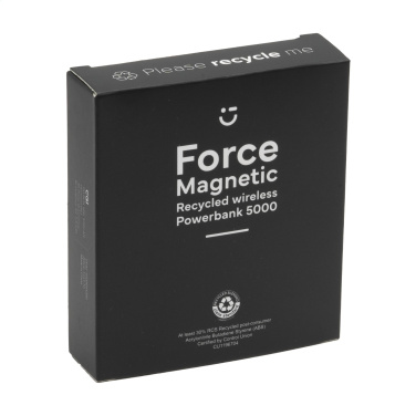 Logo trade promotional products image of: Force Magnetic RCS Recycled Wireless Powerbank 5000
