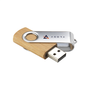 Logo trade promotional gifts image of: USB Twist Bamboo 32 GB