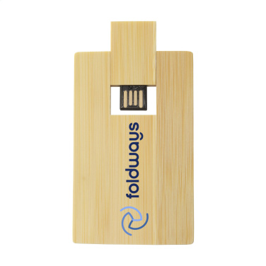 Logo trade corporate gift photo of: CreditCard USB Bamboo 32 GB