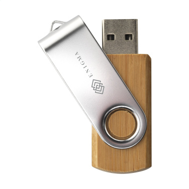 Logotrade promotional merchandise image of: USB Twist Bamboo from stock 16 GB