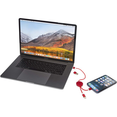 Logo trade advertising product photo of: Alasia 5-in-1 recycled aluminium and plastic 30 cm data sync and 27W fast charge cable