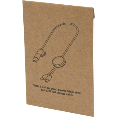 Logo trade business gifts image of: Citala 5-in-1 recycled plastic 30 cm data sync and 27W fast charge cable