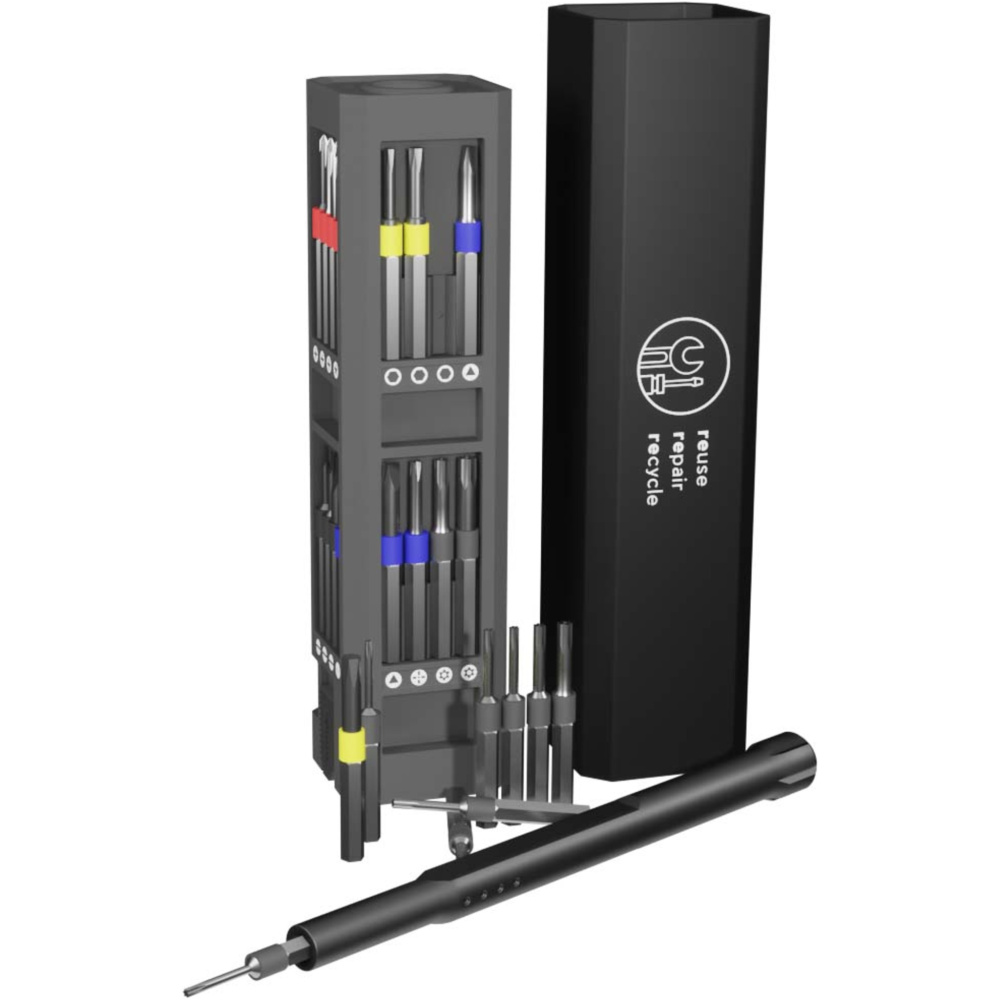 Logo trade corporate gifts image of: SCX.design T20 30-piece screwdriver and repair set in aluminium case