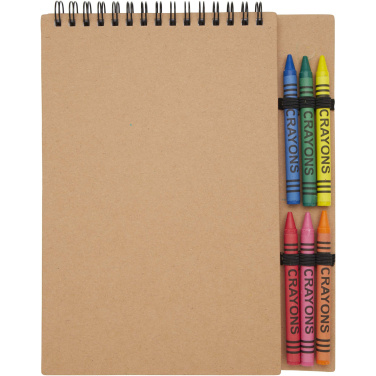 Logo trade promotional giveaways image of: Doodle A5 spiral soft cover notebook and crayon set