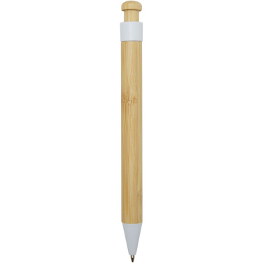 Logo trade promotional items image of: Rattan bamboo and recycled plastic ballpoint pen (black ink)