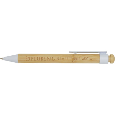 Logo trade advertising product photo of: Rattan bamboo and recycled plastic ballpoint pen (black ink)