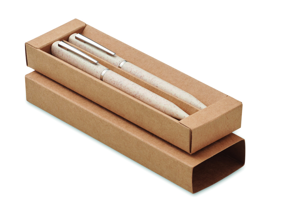 Logo trade promotional merchandise photo of: Wheat straw/ABS twist pen set
