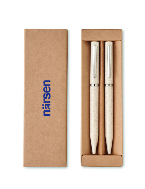 Logo trade corporate gifts picture of: Wheat straw/ABS twist pen set