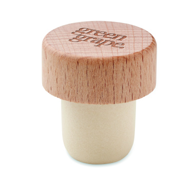 Logo trade promotional giveaways picture of: Beech wood bottle stopper