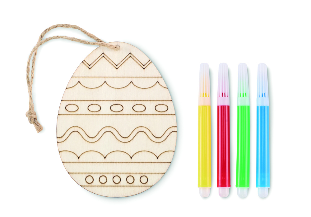 Logo trade promotional gift photo of: Wooden egg painting set
