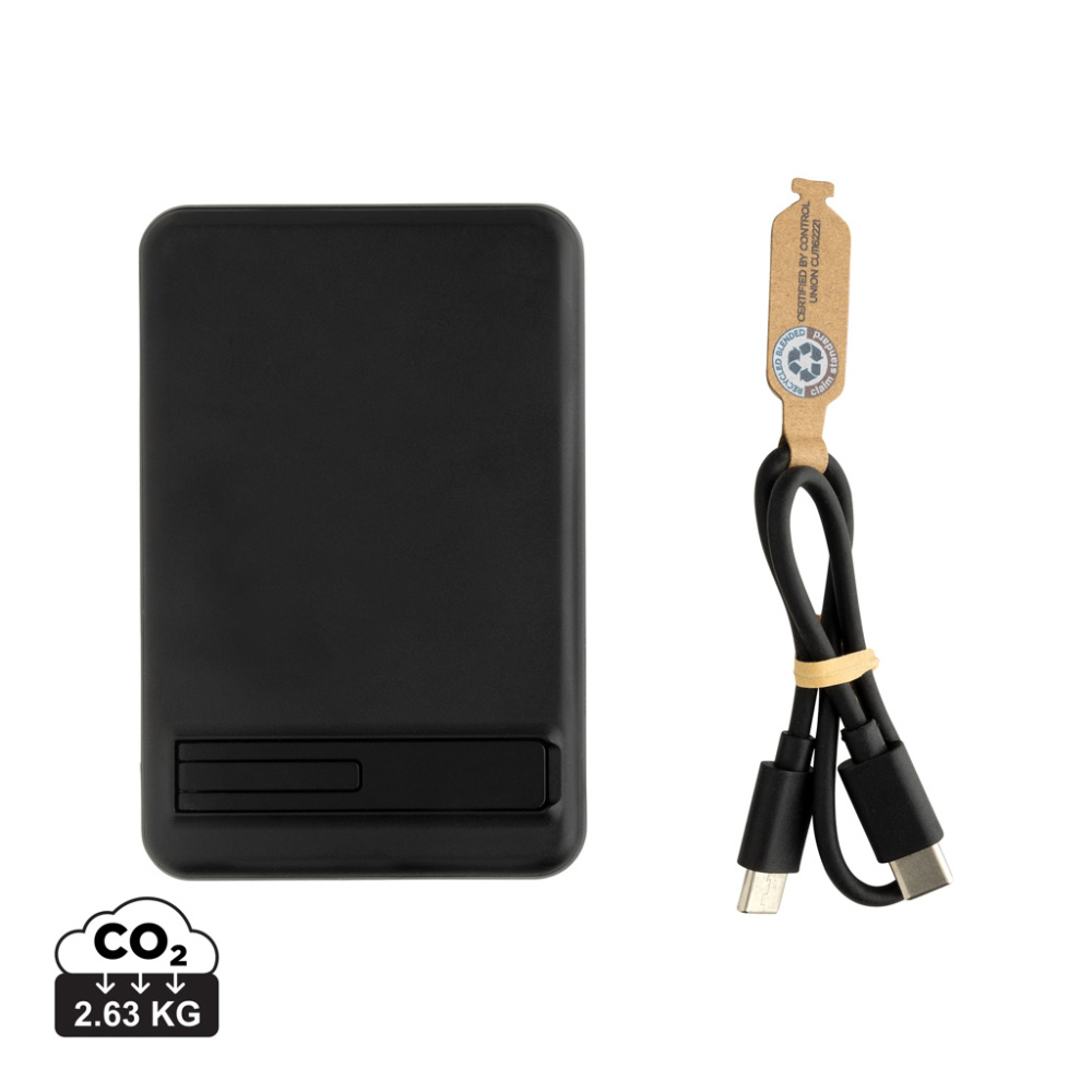 Logo trade advertising products picture of: Zen RCS rplastic 5000 mah 5W magnetic bamboo powerbank