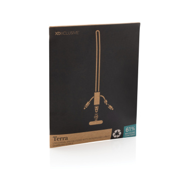 Logo trade promotional product photo of: Terra RCS recycled PET phone cord with dual charge cable