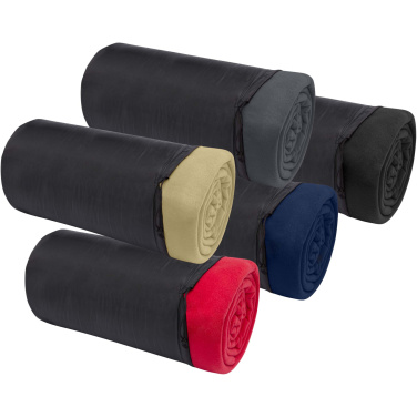 Logotrade promotional item picture of: Huggy fleece plaid blanket with carry pouch 220x250 cm