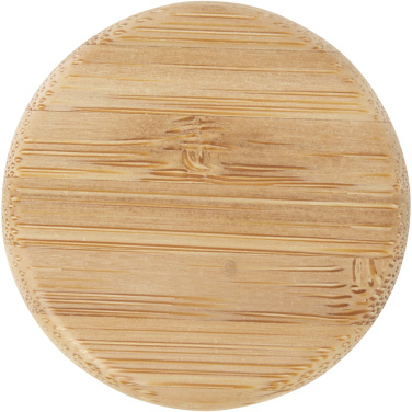 Logo trade business gifts image of: Lume 500 ml matte soda lime glass bottle with bamboo lid