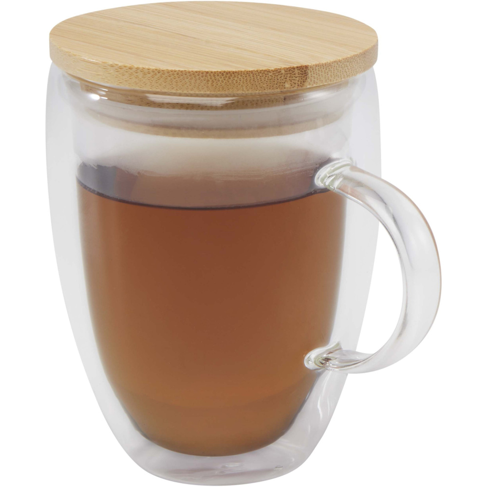 Logo trade promotional giveaways picture of: Leona 350 ml glass cup with bamboo lid