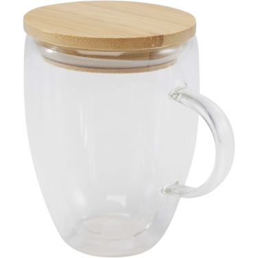 Logo trade promotional item photo of: Leona 350 ml glass cup with bamboo lid
