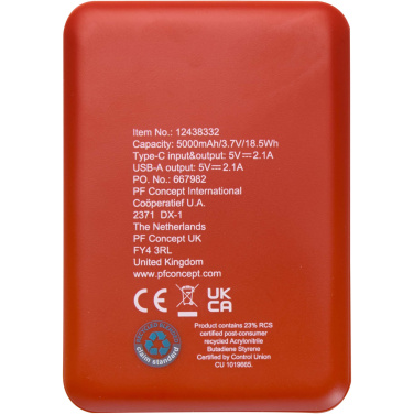 Logo trade promotional products picture of: Asama 5000 mAh Type-C recycled plastic power bank