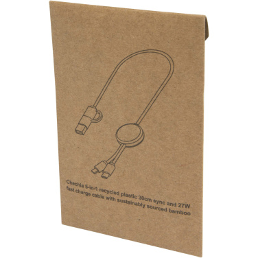 Logotrade promotional merchandise image of: Citala 5-in-1 recycled plastic 30 cm data sync and 27W fast charge cable
