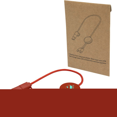 Logo trade advertising products picture of: Citala 5-in-1 recycled plastic 30 cm data sync and 27W fast charge cable