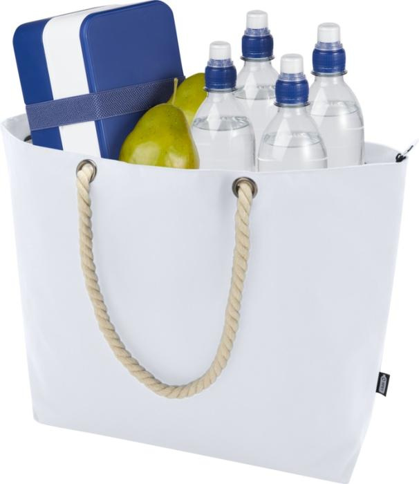 Logo trade promotional item photo of: Panama GRS recycled beach cooler tote bag with cord handles