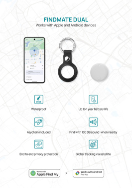 Logo trade promotional gift photo of: Findmate Dual RCS recycled plastic item finder IPX 5