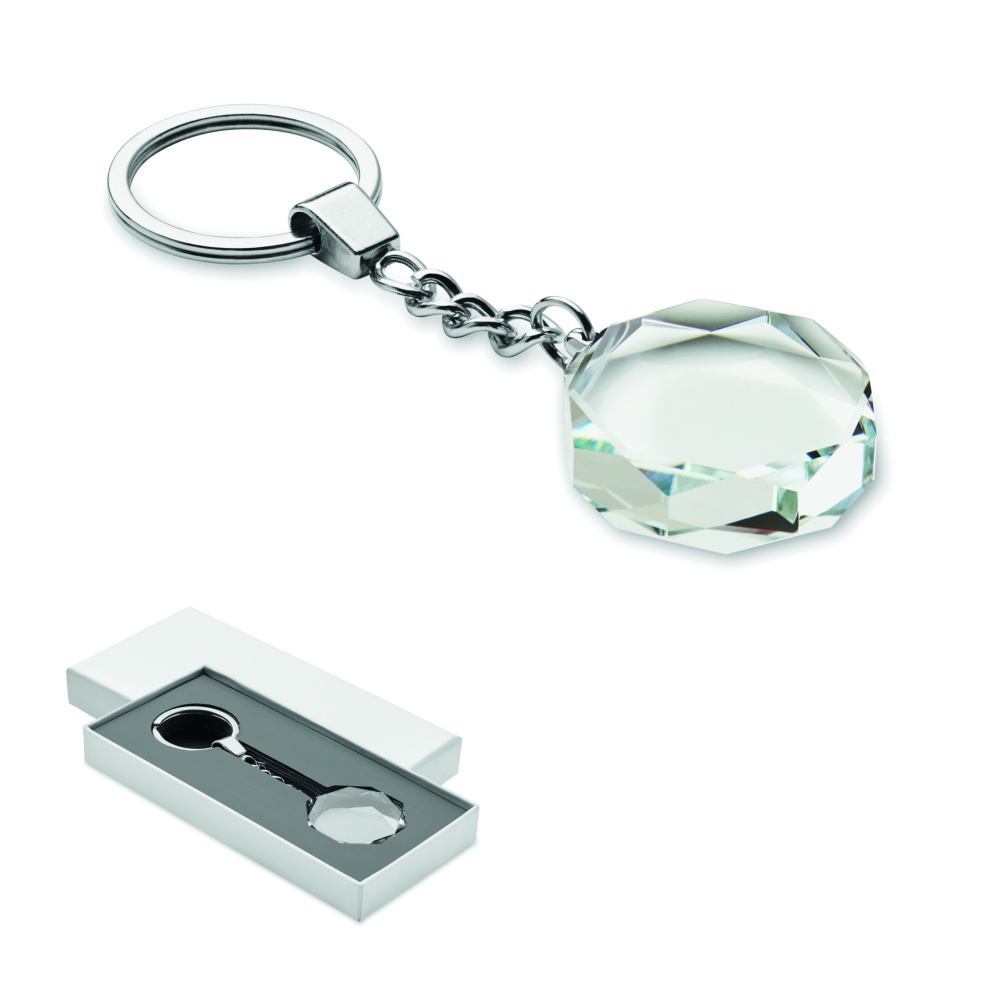 Logo trade promotional gifts image of: Glass round award key ring