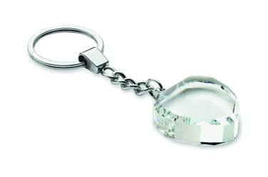 Logo trade business gifts image of: Glass heart award key ring