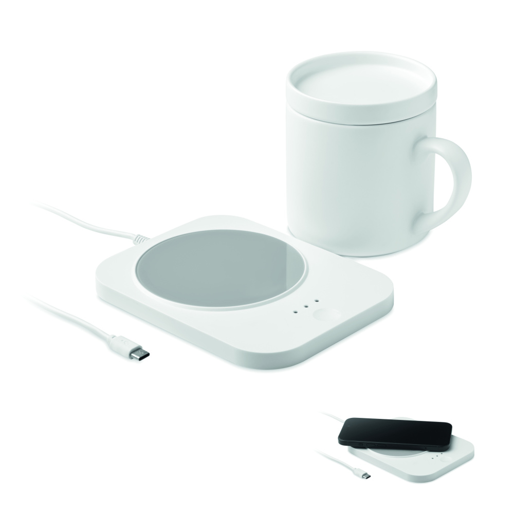 Logotrade corporate gift picture of: Wireless charger mug warmer set
