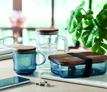 Logo trade promotional products image of: Ribbed glass mug 300ml