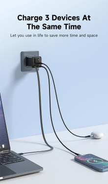 Logo trade promotional giveaway photo of: Urban Vitamin Mendocino 65W GaN charger retractable cable