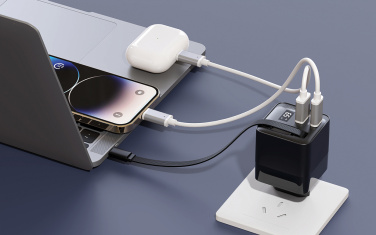 Logo trade promotional merchandise image of: Urban Vitamin Mendocino 65W GaN charger retractable cable