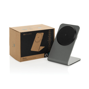 Logo trade advertising products image of: Terra aluminium 15W magnetic wireless charging phone stand