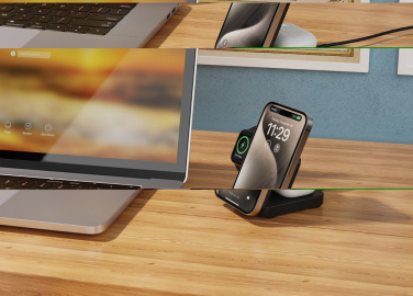 Logo trade business gift photo of: Urban Vitamin Arcadia RCS rplastic 15W 3in1 magnetic charger