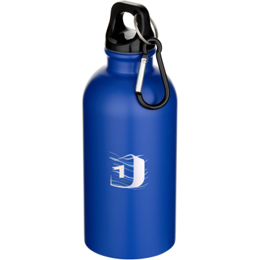 Logo trade promotional giveaways image of: Oregon 400 ml matte RCS recycled single wall stainless steel water bottle with carabiner