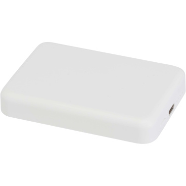 Logo trade promotional merchandise image of: Acrab 5000 mAh 15W magnetic wireless power bank with 20W PD - made from recycled plastic