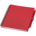 Niove recycled plastic soft cover notebook and ballpoint pen set (blue ink), Red