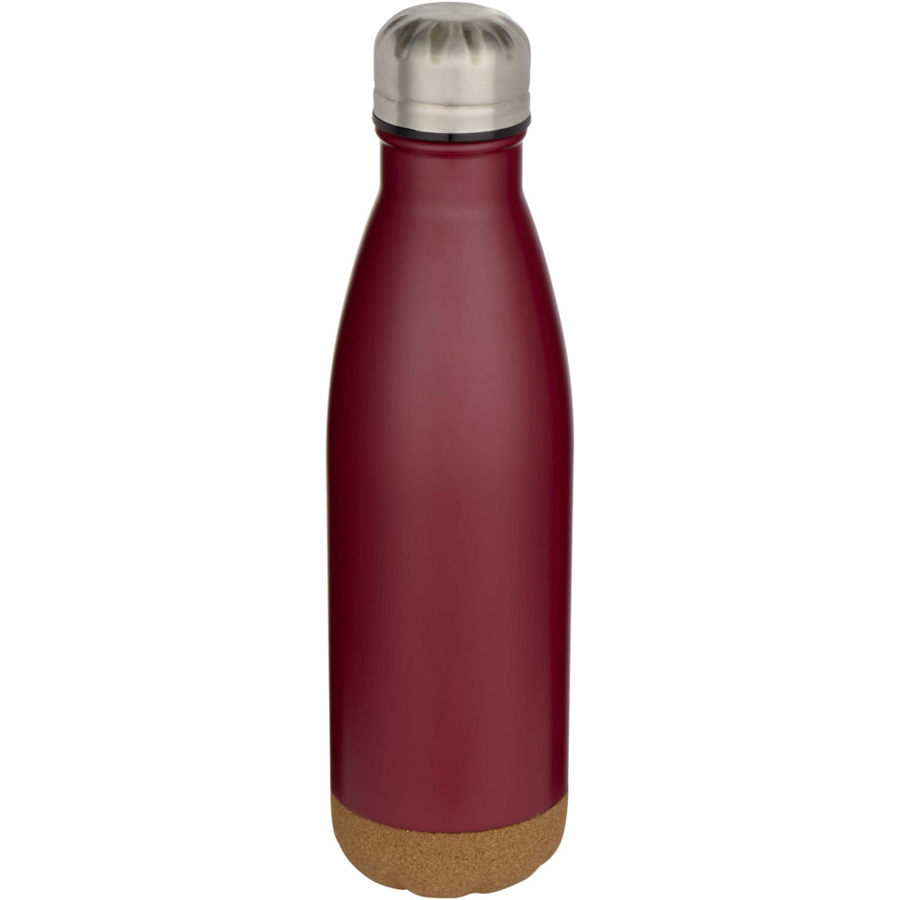 Logo trade promotional item photo of: Cove 500 ml double wall vacuum insulated stainless steel water bottle with cork details