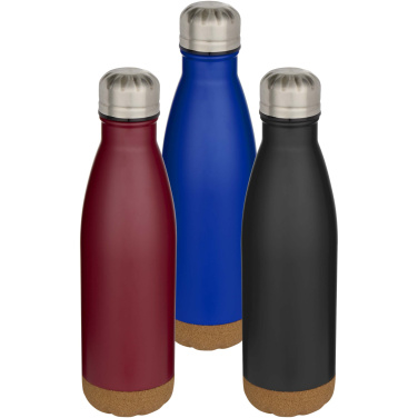 Logo trade promotional merchandise image of: Cove 500 ml double wall vacuum insulated stainless steel water bottle with cork details