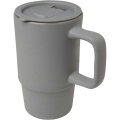 Carter 450 ml ceramic mug with plastic lid, Grey