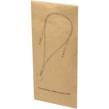 Logotrade advertising product picture of: Funi recycled plastic smartphone lanyard with built-in data sync and 100W fast charge 5-in-1 cable
