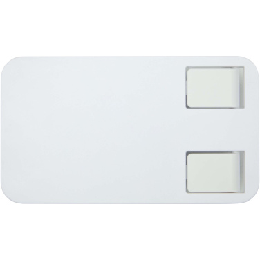 Logotrade promotional merchandise picture of: Alhena recycled plastic foldeable phone holder with metal desk stand