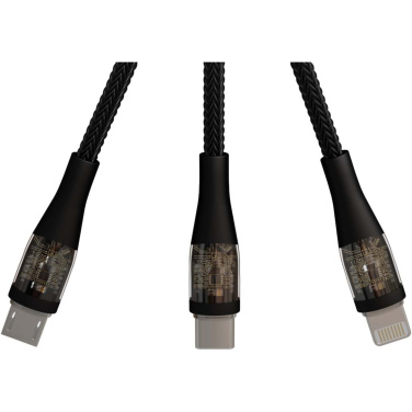 Logo trade promotional item photo of: SCX.design C51 60W 5-in-1 rPET fast charging cable with display
