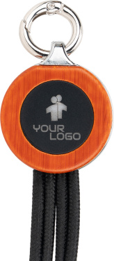 Logotrade promotional giveaway image of: 4-in-1 cable with elighted logo in a wooden casing