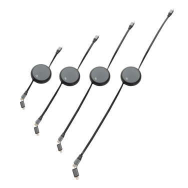 Logo trade promotional gifts image of: Terra RCS recycled aluminium retractable 240W 2-in-1 cable
